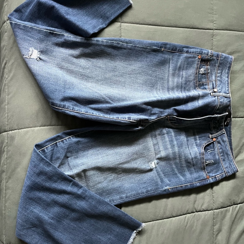 Like new jeans, frayed him lightly disstressed